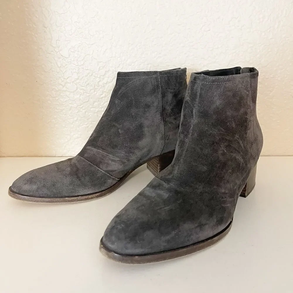 Rag & Bone Wesley Gray Suede Ankle Boots Size 38.5